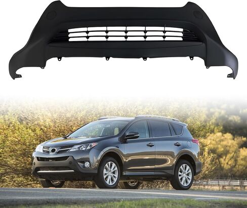غطاء المصد العلوي الأمامي متوافق مع طراز 2013-2015 Toyota RAV4 USA - استبدال مباشر OEM/الجزء رقم 521190R911، TO1014101 - مُجهز بفتحات مصابيح الضباب in Kuwait