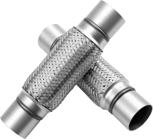 2 Pack 2.5 x 8 Inch Flex Exhaust Pipe, 12 Inch Long Stainless Steel Double Braided Heavy Duty Flex Pipe for Exhaust System Repair in Saudi Arabia