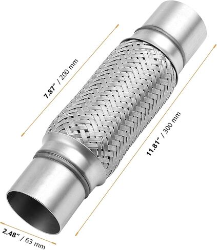 2 Pack 2.5 x 8 Inch Flex Exhaust Pipe, 12 Inch Long Stainless Steel Double Braided Heavy Duty Flex Pipe for Exhaust System Repair in Saudi Arabia