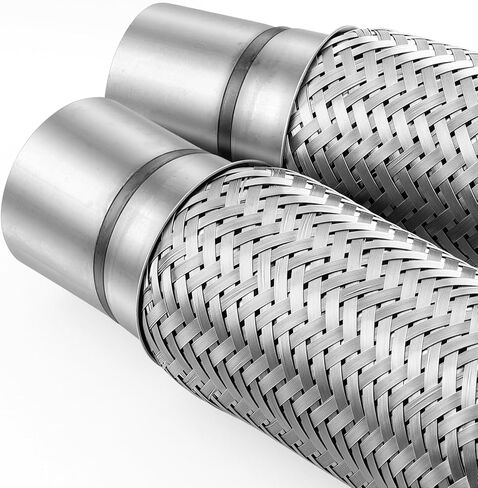 2 Pack 2.5 x 8 Inch Flex Exhaust Pipe, 12 Inch Long Stainless Steel Double Braided Heavy Duty Flex Pipe for Exhaust System Repair in Saudi Arabia