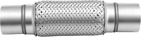 2 Pack 2.5 x 8 Inch Flex Exhaust Pipe, 12 Inch Long Stainless Steel Double Braided Heavy Duty Flex Pipe for Exhaust System Repair in Saudi Arabia
