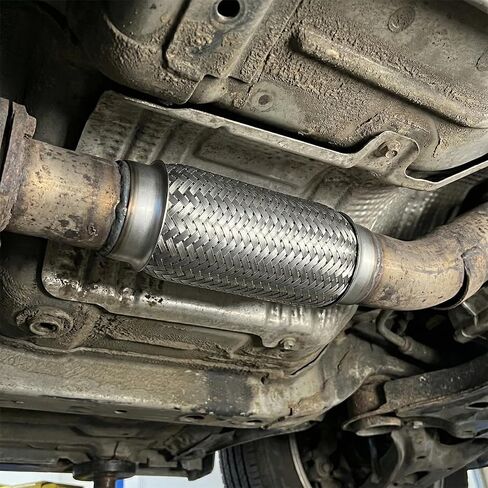 2 Pack 2.5 x 8 Inch Flex Exhaust Pipe, 12 Inch Long Stainless Steel Double Braided Heavy Duty Flex Pipe for Exhaust System Repair in Saudi Arabia