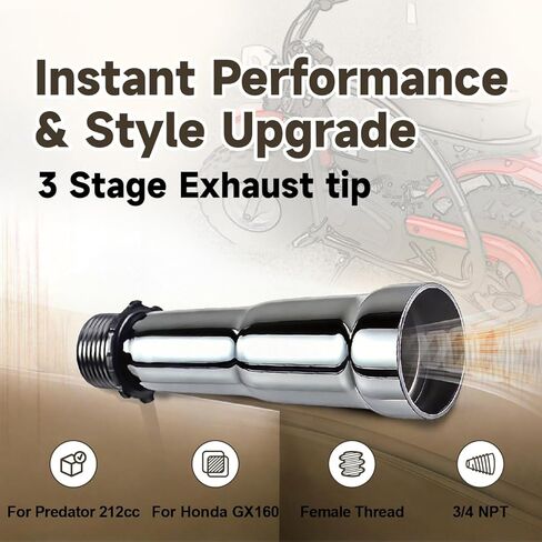 3 Stage Exhaust tip 3/4 NPT Gunmetal For exhaust pipe with female thread,For Predator 196cc 212cc Honda GX160 GX200 Go Kart Mini Bikes,For Coleman CT200U-EX BT200x ct100u/cc100x Mini Bike in Kuwait