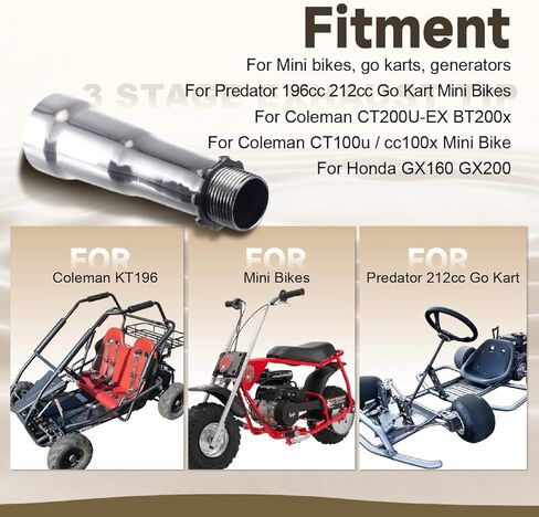 3 Stage Exhaust tip 3/4 NPT Gunmetal For exhaust pipe with female thread,For Predator 196cc 212cc Honda GX160 GX200 Go Kart Mini Bikes,For Coleman CT200U-EX BT200x ct100u/cc100x Mini Bike in Kuwait