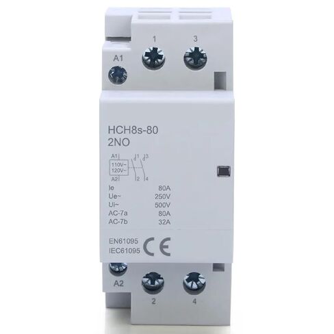 HCH8s-80 AC DC Contactor 2P 40A 80A 2NO 1NO1NC AC24V DC24V Automatic Householdr Contactor Din Rail Type 50Hz /60Hz (2P 80A 1NO1NC DC24V) in Kuwait