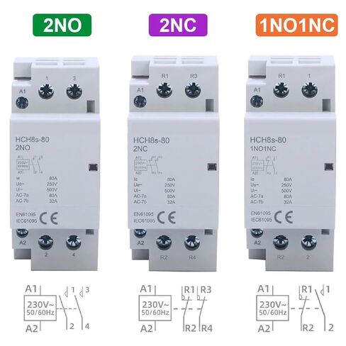 HCH8s-80 AC DC Contactor 2P 40A 80A 2NO 1NO1NC AC24V DC24V Automatic Householdr Contactor Din Rail Type 50Hz /60Hz (2P 80A 1NO1NC DC24V) in Kuwait