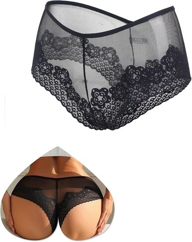 ohyeahlady Sexy Underwear for Women Lace Mesh Boyshort See Through Cheeky Briefs Lightweight Soft Boy Short Panties Hipster in Saudi Arabia