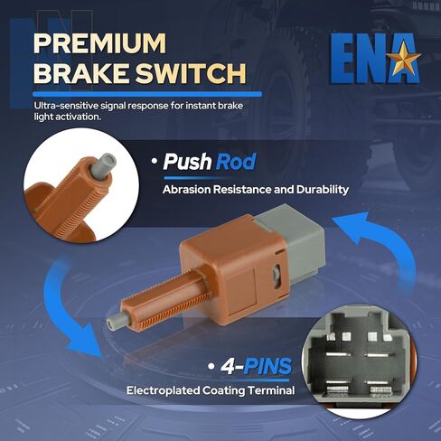 ENA مفتاح ضوء الفرامل متوافق مع إنفينيتي نيسان Q50 Q60 QX50 QX55 Leaf 2.0L 3.0L 3.5L 3.7L l4 V6 2011 2012 2013 2014 2015 2016 2017 2018 2019 2020 2021 2022 يستبدل SLS539 مع 4 دبابيس in Kuwait