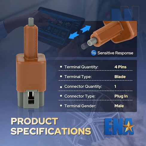 ENA مفتاح ضوء الفرامل متوافق مع إنفينيتي نيسان Q50 Q60 QX50 QX55 Leaf 2.0L 3.0L 3.5L 3.7L l4 V6 2011 2012 2013 2014 2015 2016 2017 2018 2019 2020 2021 2022 يستبدل SLS539 مع 4 دبابيس in Kuwait