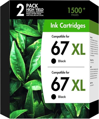 67 67XL 2755e استبدال خراطيش الحبر الأسود لـ HP67 XL الحبر الأسود يعمل لـ HP Deskjet 2855e 2755e 2700 2800e Envy 6055e 6000 6400 6455e Deskjet 4255e 4155e 2700e 2852e 2800 طابعة 2827e عبوتين in Kuwait