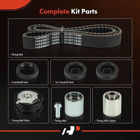 A-Premium Engine Timing Belt Kit Compatible with Volkswagen Jetta 06-08, Passat 06-08, Eos 07-09, GTI 06-09 & Audi A4 A4 Quattro 05-09, A3 A3 Quattro 06-08, TT 08-09, TT Quattro TTS Quattro 09-2.0L in Kuwait