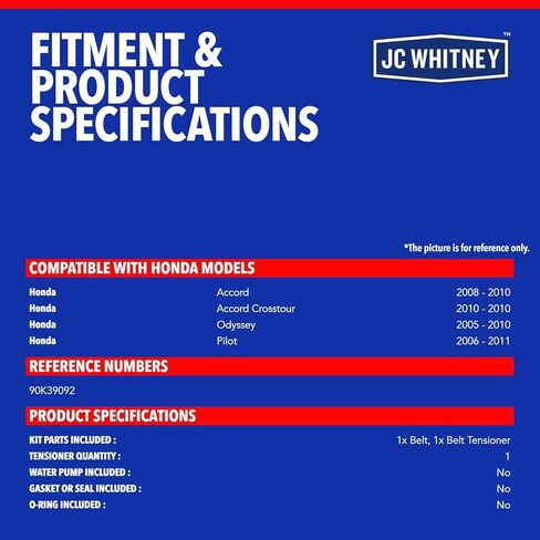JC Whitney JFBAJCWTBK00005 Engine Serpentine Drive Belt Kit - Compatible with Honda Accord 2008-2010, Pilot 2006-2011, Odyssey 2005-2010, Accord Crosstour 2010-3.5L in Kuwait