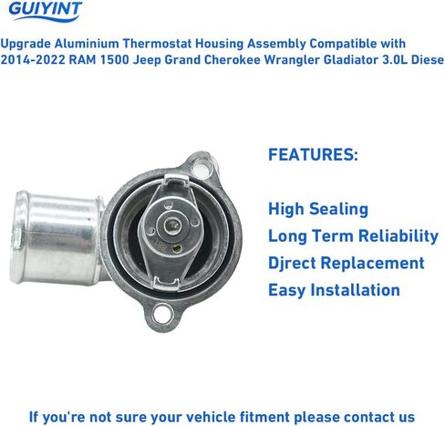 Upgrade Aluminum Thermostat Housing Assembly, replacement for Jeep Grand Cherokee 2014-2021 Wrangler 2020-2022 Gladiator 2021-2024 RAM 1500, Replaces 902-3040, Coolant Water Outlet Housing in Saudi Arabia