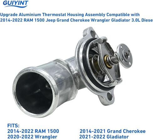 Upgrade Aluminum Thermostat Housing Assembly, replacement for Jeep Grand Cherokee 2014-2021 Wrangler 2020-2022 Gladiator 2021-2024 RAM 1500, Replaces 902-3040, Coolant Water Outlet Housing in Saudi Arabia