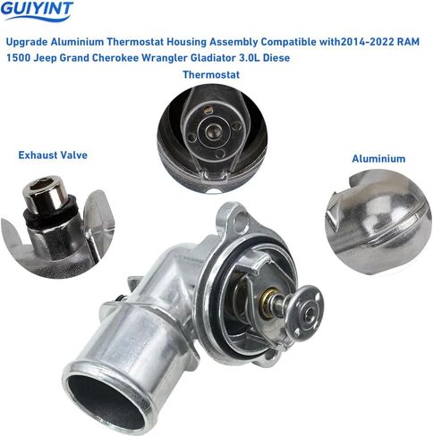 Upgrade Aluminum Thermostat Housing Assembly, replacement for Jeep Grand Cherokee 2014-2021 Wrangler 2020-2022 Gladiator 2021-2024 RAM 1500, Replaces 902-3040, Coolant Water Outlet Housing in Saudi Arabia