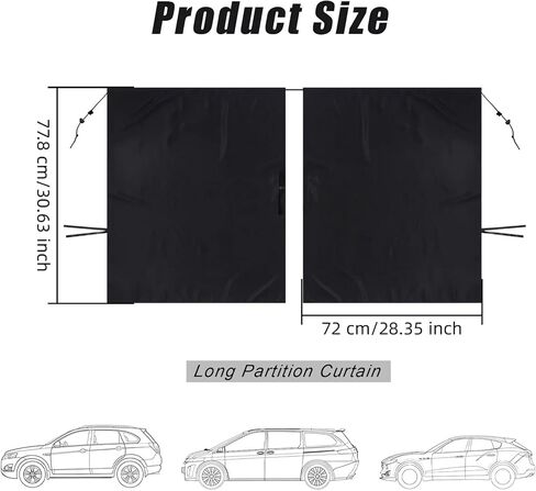 Car Privacy Curtain, Blackout Sun Shade Cover Front & Rear Seat Divider, Sunshade Screen Cover Blocks Light for Sleeping Baby, Fits Sedan SUV Van Truck, Car Accessories, 1 Pack (Black) in Saudi Arabia