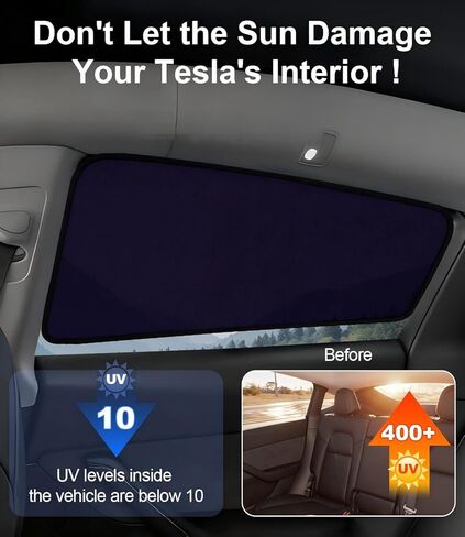 ستائر نوافذ جانبية خلفية من Tesla Model 3 Highland 2024-2026 قطعتين، ظلال شمس للسيارة شبه شفافة ثابتة، أغطية للخصوصية للحماية من الأشعة فوق البنفسجية، حجب الحرارة وتقليل الوهج، بدون بقايا in Kuwait