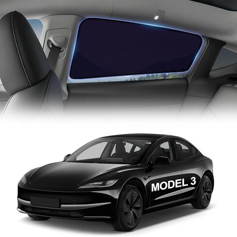 ستائر نوافذ جانبية خلفية من Tesla Model 3 Highland 2024-2026 قطعتين، ظلال شمس للسيارة شبه شفافة ثابتة، أغطية للخصوصية للحماية من الأشعة فوق البنفسجية، حجب الحرارة وتقليل الوهج، بدون بقايا in Kuwait
