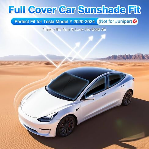 T TGBROS for Tesla Model Y Window Shades 2020-2024, Full Set Windshield Side Rear Sunshades with Upgraded Suction Cups, Secure Fit for Frameless Windows Blackout Privacy Cover 8PCS (Not for Juniper) in Kuwait