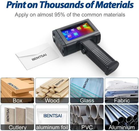 BENTSAI BT-HH6105B2 Handheld Inkjet Printer with 1/2 Inch Print Height Portable Handheld Printer for EXP Date, Batch Number, QR Code, Barcode, Logo on Carton Wood Fabric Plastic Metal (Black) in Saudi Arabia