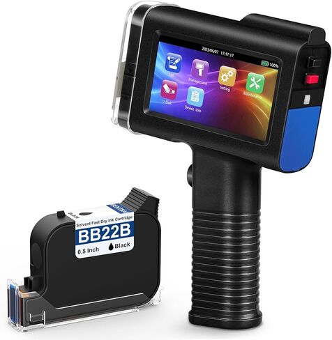 BENTSAI BT-HH6105B2 Handheld Inkjet Printer with 1/2 Inch Print Height Portable Handheld Printer for EXP Date, Batch Number, QR Code, Barcode, Logo on Carton Wood Fabric Plastic Metal (Black) in Saudi Arabia