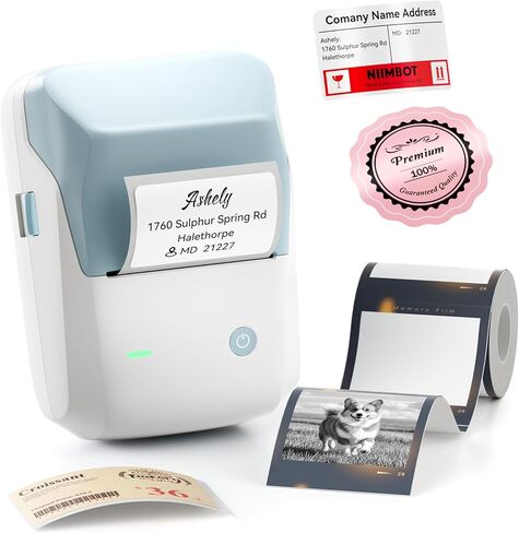 NIIMBOT B1 Pro Label Maker with 1 Roll Label, 300 DPI HD Bluetooth Thermal Label Printer for Home Office Small Business Organization, for DIY Crafts, Scrapbook, Photos, Meomo, Blue in Kuwait