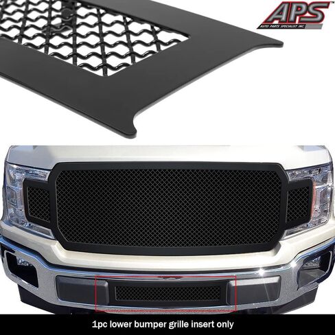 APS قسط الفولاذ المقاوم للصدأ شبكة سوداء مصبغة شواء إدراج متوافق مع فورد F-150 2018 2019 2020 المصد السفلي N19-K10467F in Kuwait