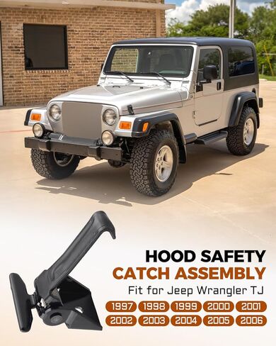 106242 Hood Safety Catch Assembly Fit for Jeep Wrangler 1997-2006, Replace 55176731AF 55176731AE in Saudi Arabia