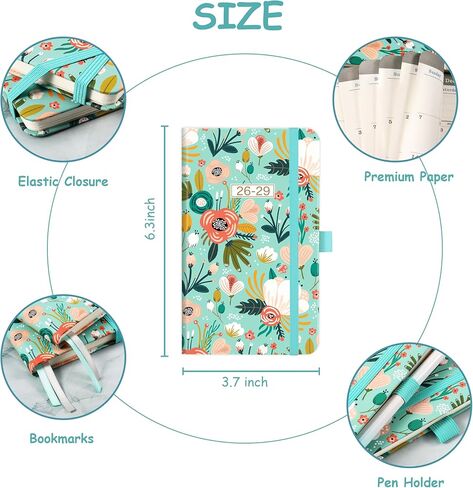2025-2027 Pocket Planner - 3 Year Monthly Planner 2025-2027, Jan. 2025 to Dec. 2027, Pocket Calendar for Purse with Pen Holder, Bookmarks, 6.3" x 3.7" in Saudi Arabia