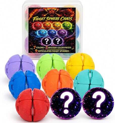 9PCS 3D Printed Fidget Press Balls, Quick-Action Stress Relief Ball with Clicks, Colorful Mini Stress Balls for Adults & Teens, Anxiety Relief Office Desk Sensory Ball with Storage Box in Saudi Arabia