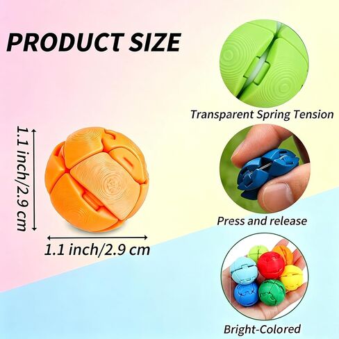 9PCS 3D Printed Fidget Press Balls, Quick-Action Stress Relief Ball with Clicks, Colorful Mini Stress Balls for Adults & Teens, Anxiety Relief Office Desk Sensory Ball with Storage Box in Kuwait