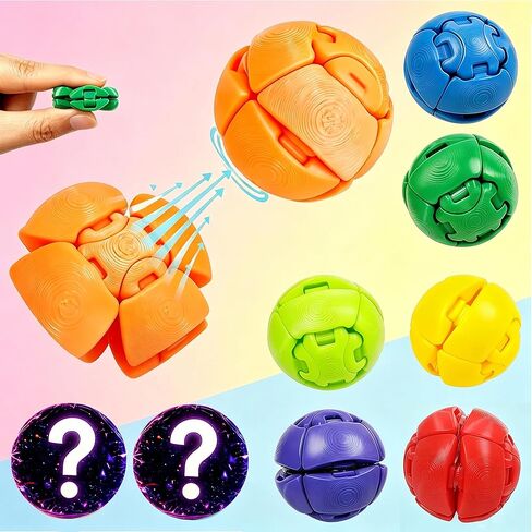 9PCS 3D Printed Fidget Press Balls, Quick-Action Stress Relief Ball with Clicks, Colorful Mini Stress Balls for Adults & Teens, Anxiety Relief Office Desk Sensory Ball with Storage Box in Kuwait