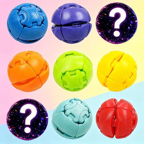 9PCS 3D Printed Fidget Press Balls, Quick-Action Stress Relief Ball with Clicks, Colorful Mini Stress Balls for Adults & Teens, Anxiety Relief Office Desk Sensory Ball with Storage Box in Kuwait
