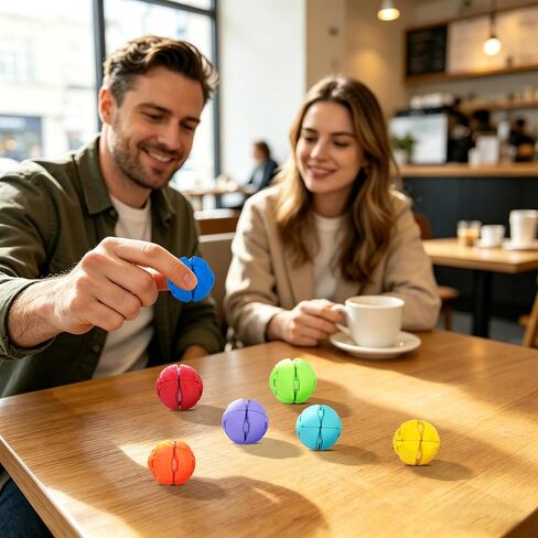 9PCS 3D Printed Fidget Press Balls, Quick-Action Stress Relief Ball with Clicks, Colorful Mini Stress Balls for Adults & Teens, Anxiety Relief Office Desk Sensory Ball with Storage Box in Kuwait
