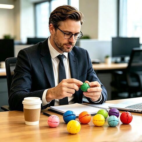 9PCS 3D Printed Fidget Press Balls, Quick-Action Stress Relief Ball with Clicks, Colorful Mini Stress Balls for Adults & Teens, Anxiety Relief Office Desk Sensory Ball with Storage Box in Kuwait