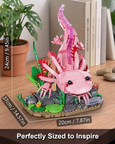 Axolotl MOC Building Blocks Set 998 Pcs, Realistic Poseable Amphibian Model with Aquatic Scenery Base Compatible with LEGO Animals, STEM Desk Decor Toy Gift for Adults & Teens Ages 14+ in Kuwait