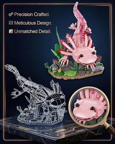 Axolotl MOC Building Blocks Set 998 Pcs, Realistic Poseable Amphibian Model with Aquatic Scenery Base Compatible with LEGO Animals, STEM Desk Decor Toy Gift for Adults & Teens Ages 14+ in Kuwait