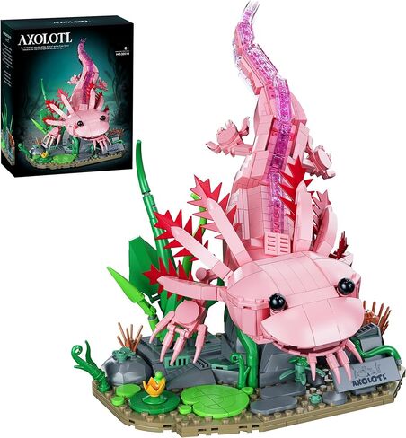Axolotl MOC Building Blocks Set 998 Pcs, Realistic Poseable Amphibian Model with Aquatic Scenery Base Compatible with LEGO Animals, STEM Desk Decor Toy Gift for Adults & Teens Ages 14+ in Kuwait