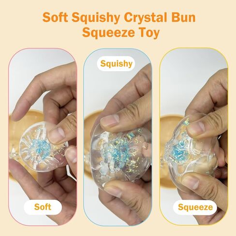 12 Pack Mini Glitter Dumpling Squishy Toys (4 Steamer Sets), Clear Slow Rising Squeeze Toys, Random Color Stress Relief Fidget Toys for Adults & Teens, Cute Desk Decor & Party Favors in Kuwait