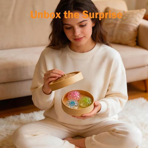 12 Pack Mini Glitter Dumpling Squishy Toys (4 Steamer Sets), Clear Slow Rising Squeeze Toys, Random Color Stress Relief Fidget Toys for Adults & Teens, Cute Desk Decor & Party Favors in Kuwait