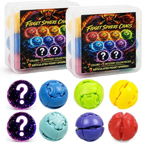 9PCS 3D Printed Fidget Press Balls, Quick-Action Stress Relief Ball with Clicks, Colorful Mini Stress Balls for Adults & Teens, Anxiety Relief Office Desk Sensory Ball with Storage Box in Kuwait