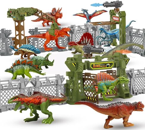 Dinosaur Barrier Playset – Interlocking Buildable Scene Fence for Kids Age 3+, Prehistoric Adventure Toy Dinosaur Figures, Sandbox & Dino Battle Arena, STEM Learning, Family Team Play in Saudi Arabia