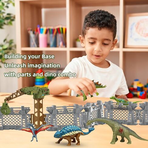 Dinosaur Barrier Playset – Interlocking Buildable Scene Fence for Kids Age 3+, Prehistoric Adventure Toy Dinosaur Figures, Sandbox & Dino Battle Arena, STEM Learning, Family Team Play in Saudi Arabia