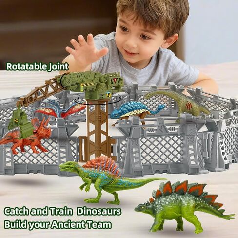 Dinosaur Barrier Playset – Interlocking Buildable Scene Fence for Kids Age 3+, Prehistoric Adventure Toy Dinosaur Figures, Sandbox & Dino Battle Arena, STEM Learning, Family Team Play in Saudi Arabia