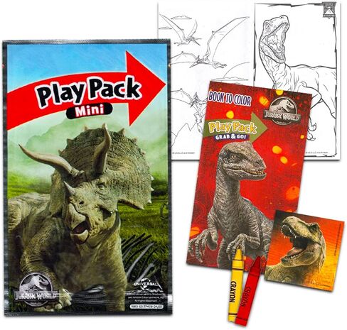 Jurassic World Party Favor Set - Bundle of 24 Dinosaur Grab n Go Play Packs with Mini Coloring Pages, Stickers, More | T-Rex Birthday Party Supplies in Kuwait