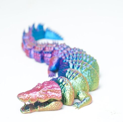 3D Printed Crocodile,Movable Mouth,Flexible Joint Animal lacertid Figurines, Home Office Decor,Articulated Fidget Toy for Adults Teens Surprise Festival Gifts (GBL) in Kuwait