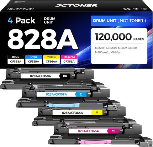 خرطوشة حبر 828A CF358A CF359A CF364A CF365A Image-Drum 4 عبوات متوافقة مع HP 828A Drum Unit استبدال لطابعة Color Laserjet Enterprise Flow MFP M880z M880z+ M855x+ M855xh M855dh M880 M855 in Kuwait