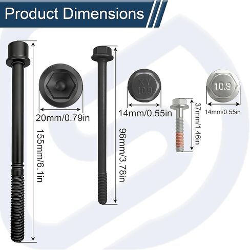 ES71334 Engine Cylinder Head Bolt Set Compatible with Isuzu I-280 I-290 I-350 I-370 Ascender,Saab 9-7X,Buick Rainier,Chevy Colorado Trailblazer,Hummer H3 H3T, GMC Canyon Envoy Replaces 11609709 in Kuwait