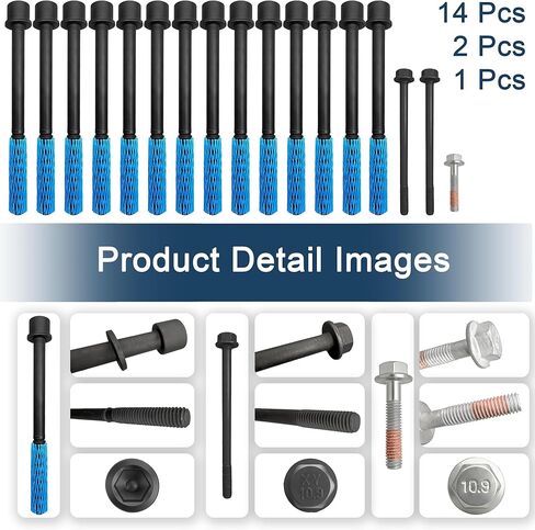 ES71334 Engine Cylinder Head Bolt Set Compatible with Isuzu I-280 I-290 I-350 I-370 Ascender,Saab 9-7X,Buick Rainier,Chevy Colorado Trailblazer,Hummer H3 H3T, GMC Canyon Envoy Replaces 11609709 in Kuwait