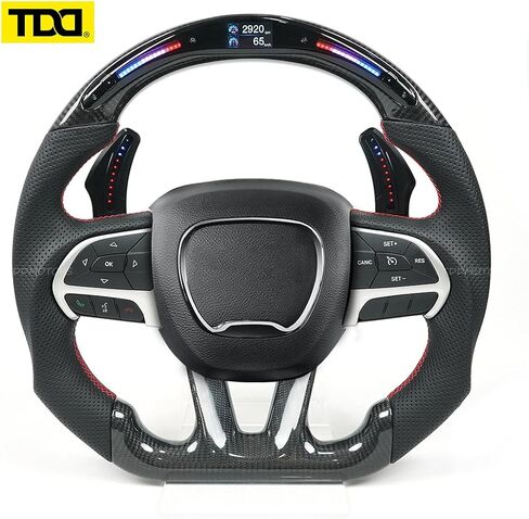 TDD LED Carbon Fiber Magnetic Paddle Shifters for Dodge Challenger Charger,fit for Jeep Grand Cherokee Durango and Chrysler 300 SRT Hellcat, RPM Light Display, Steering Wheel Accessories in Saudi Arabia